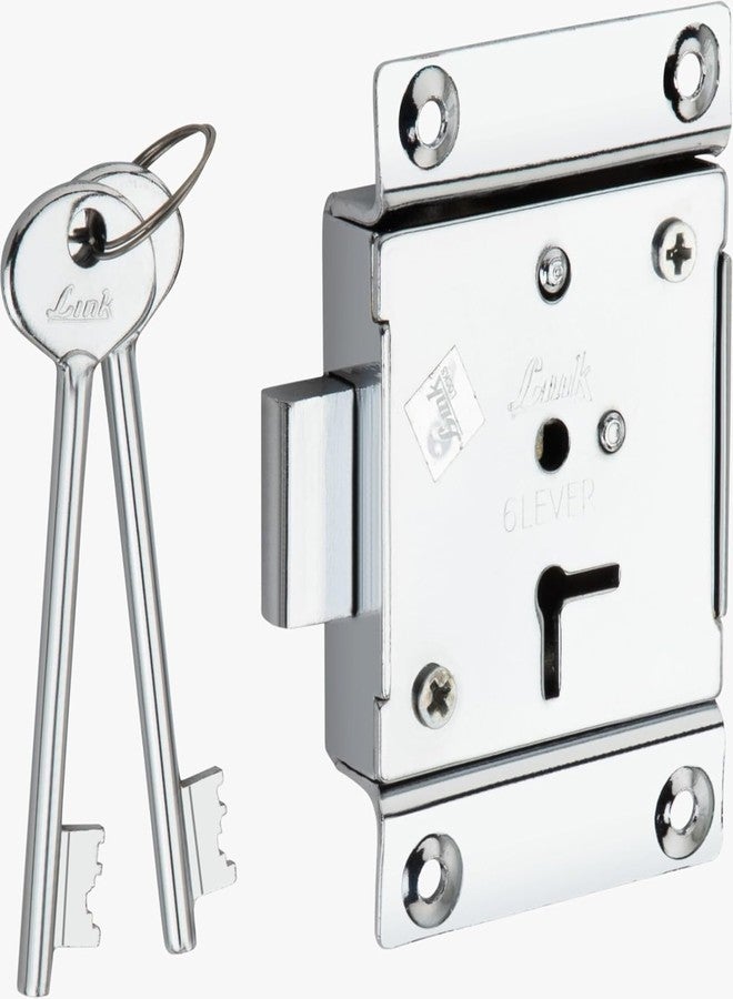 Link® Cupboard Lock 20/23mm Cylinder LT-2 - Stainless-Steel Lock with Dimple Key, Polished Silver Finish, Cut-Resistant, for Wardrobes & Wooden Furniture (Made in India) - Image 1